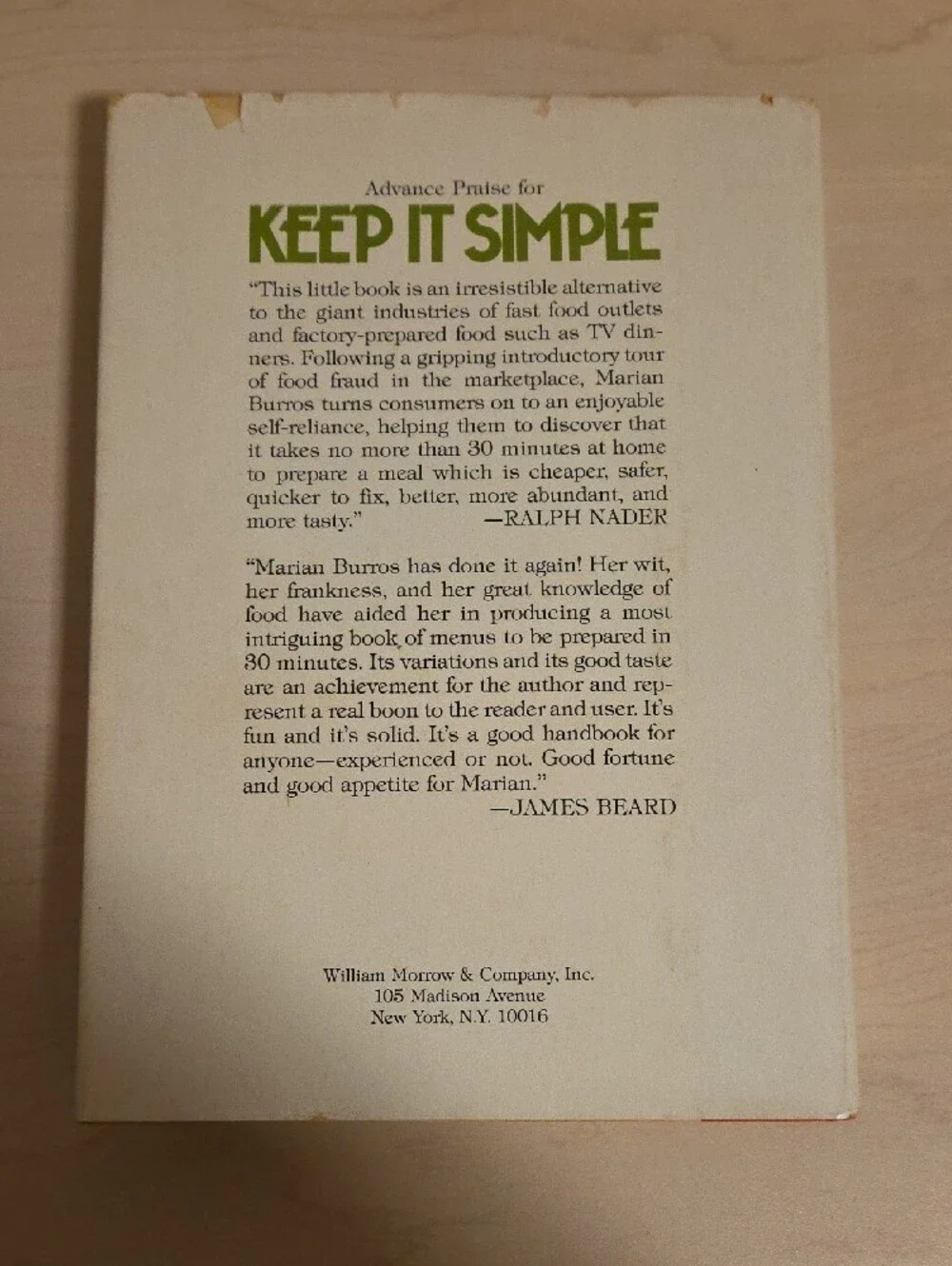 Keep It Simple: 30-Minute Meals from Scratch by Marian Burros